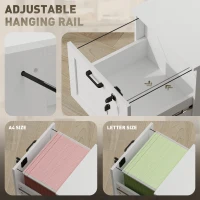 HOMCOM Vertical Filing Cabinet with 2 Drawers, Lock, File Cabinet for Home Office, A4 and Letter Size Files, White(m-5)