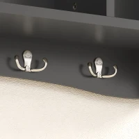 HOMCOM Coat Rack Wall Mount with Shelf, 28" Wall Coat Rack with 5 Hooks and 4 Compartments for Living Room, Entryway, Black(m-10)