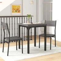 HOMCOM Dining Table Set for 2, 3 Piece Kitchen Table and Chairs with Metal Legs for Small Spaces, Grey Wood Effect(m-9)