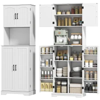 HOMCOM 71.5" Tall Pantry Cabinet, Farmhouse Kitchen Storage Cabinet with Adjustable Shelves, 8 Door Spice Racks, White(m-2)