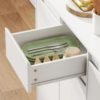 HOMCOM 71" Pantry Cabinet with Charging Station, Kitchen Storage Cabinet with Microwave Stand, Pegboard, 6 S-hooks, White(m-10)