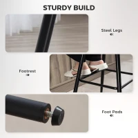 HOMCOM PU Leather Counter Height Bar Chairs Set of 2, 27.75" Bar Stools with Metal Legs for Dining Area, Kitchen Island, Black(m-6)