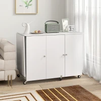 HOMCOM Sewing Machine Table with Drop Leaf, Folding Craft Table with 2 Doors and Adjustable Shelf for Small Spaces, White(m-10)