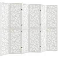 HOMCOM 6 Panel Room Divider, 5.6 FT Lightweight Folding Privacy Screen with Geometric Pattern for Living Room, Bedroom, White(m-2)