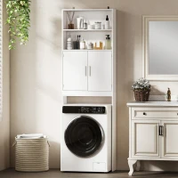 HOMCOM Over The Toilet Storage Cabinet, Freestanding 4-Tier Bathroom Organizer with Adjustable Shelf and 2 Doors, White(m-9)