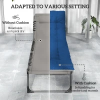 Outsunny Outdoor Lounge Chair Set of 2, Folding Chaise Lounge Tanning Chair with Cushion, Side Pocket, Brown/Blue(m-5)