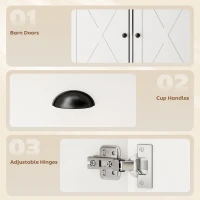 HOMCOM 46.5" Buffet Cabinet, Farmhouse Sideboard with 3 Barn Doors and 3 Drawers for Living Room, Kitchen, White(m-6)