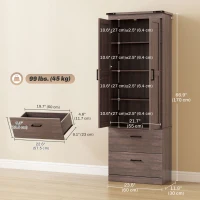 HOMCOM 67" Tall Kitchen Pantry Storage Cabinet, Kitchen Pantry Cabinet with Doors, Drawers and Adjustable Shelves(m-3)