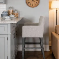 Contemporary Upholstered Counter Stool with Rubberwood Frame, Easy Assembly with Included Tools, 24" L x 23" W x 39.5" H, Light Grey(m-1)