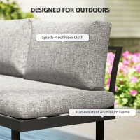 Outsunny 3 Pieces Aluminum Corner Patio Furniture Set Sectional Outdoor Sofa Set with 2 Loveseats Wood-Plastic Coffee Table(m-6)