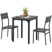 HOMCOM Dining Table Set for 2, 3 Piece Kitchen Table and Chairs with Metal Legs for Small Spaces, Grey Wood Effect(m-2)