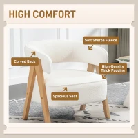 HOMCOM Sherpa Fleece Accent Chair, Upholstered Armchair with Solid Wood Legs and Steel Frame for Living Room, White(m-4)