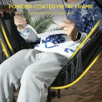 Outsunny Patio Hammock Chair with Stand, Outdoor Hammock Swing Hanging Lounge Chair with Side Pocket and Headrest, Dark Grey(m-4)