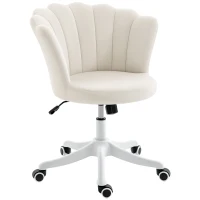 HOMCOM Office Chair, Armless Swivel Desk Chair with Adjustable Height, Backrest, Tilt Function for Office, Vanity, Cream(m-11)
