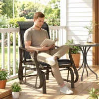 Outsunny Outdoor Glider Chair, Patio Glider with Steel Frame and Mesh Fabric, Outdoor Chair for Backyard, Garden, Porch, Black(m-1)