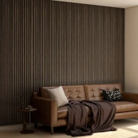 HOMCOM 95" x 8" Wood Panels for Wall, 4 Pack Acoustic Panels, Sound Absorbing Slat Wall For Interior Wall Decor, Home, Walnut(m-2)