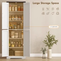 HOMCOM 72" Pantry Cabinet, Farmhouse Freestanding Kitchen Storage Cabinet with Adjustable Shelves for Dining Room, White(m-4)