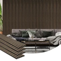 HOMCOM 95" x 8" Wood Panels for Wall, 4 Pack Acoustic Panels, Sound Absorbing Slat Wall For Interior Wall Decor, Home, Walnut(m-11)