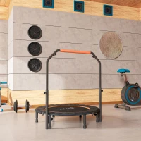 Soozier 45" Foldable Mini Fitness Trampoline, with Adjustable Foam Handle, Orange(m-10)