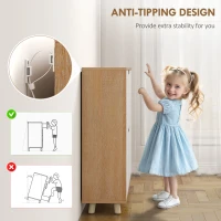 HOMCOM Narrow Shoe Cabinet, Shoe Storage Cabinet with 4 Flip Drawers and Adjustable Shelves for 16 Pairs of Shoes, Natural(m-7)