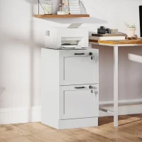 HOMCOM Vertical Filing Cabinet with 2 Drawers, Lock, File Cabinet for Home Office, A4 and Letter Size Files, White(m-8)