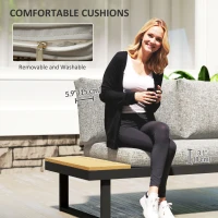 Outsunny 3 Pieces Aluminum Corner Patio Furniture Set Sectional Outdoor Sofa Set with 2 Loveseats Wood-Plastic Coffee Table(m-7)