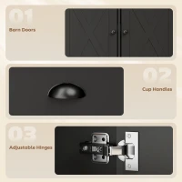 HOMCOM 46.5" Buffet Cabinet, Farmhouse Sideboard with 3 Barn Doors and 3 Drawers for Living Room, Kitchen, Black(m-6)