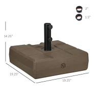 Outsunny Umbrella Stand for 1.5", or 1.9" Umbrella Poles, Fillable Umbrella Base, Brown(m-3)