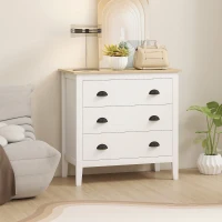 HOMCOM Chest of Drawers with Anti-Tipping, Simple Setup, Easy Clean, Quiet Slides, Modern 3 Drawer Dresser, White(m-10)