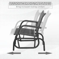 Outsunny Patio Glider Set of 2 Outdoor Glider Chair with Breathable Mesh Seat & Backrest, Armrests and Metal Frame, Black(m-4)