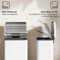 HOMCOM 5.3 Gallon/20 L Garbage Bin with Soft Close Lid, Trash Can with Removable Inner Bucket for Kitchen, Office, Cream White(m-5)