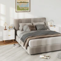 HOMCOM Bedside Table, Modern Nightstand with 2 Drawers, Side End Table with Metal Legs for Living Room, Bedroom, White(m-8)