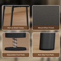 HOMCOM 5 Piece Dining Table Set, Space Saving Round Dining Set for 4 with Metal Frame for Small Spaces, Black Wood Grain(m-6)