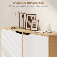 HOMCOM Narrow Shoe Cabinet, Shoe Storage Cabinet with 4 Flip Drawers and Adjustable Shelves for 16 Pairs of Shoes, Natural(m-5)