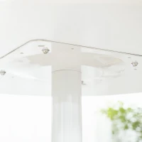 HOMCOM Modern Kitchen Table for 2 People, Round Dining Table with Steel Base for Living Room, Dining Room, White(m-10)