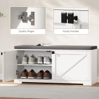 HOMCOM Shoe Storage Bench with Padded Seat, Entryway Bench Holds up to 352 lb, Shoe Organizer, 8 Pairs, White Wood Grain(m-7)