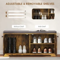 HOMCOM Shoe Storage Bench with Padded Seat, Entryway Bench Holds up to 352 lb, Shoe Organizer, 8 Pairs, Rustic Brown(m-5)