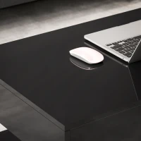 HOMCOM Coffee Table with Adjustable LED Lights, Modern Living Room Table with 2 Drawers, Open Shelf, Remote, High Gloss Black(m-10)