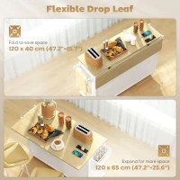 HOMCOM Kitchen Island Cart with Power Outlet & Drop Leaf, 55" Rolling Kitchen Island on Wheels with Storage, White(m-6)