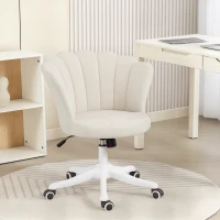 HOMCOM Office Chair, Armless Swivel Desk Chair with Adjustable Height, Backrest, Tilt Function for Office, Vanity, Cream(m-1)