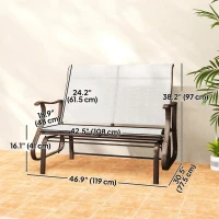 Outsunny Garden Double Gliding Chair, Patio Glider Armchair for Outdoor, Backyard Mesh Seat and Backrest, Steel Frame Cream White(m-3)