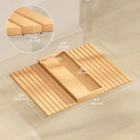 HOMCOM Bamboo Couch Arm Tray, Sofa Armrest Tray with Flexible Roll-up Design and Wide Compartment, Natural(m-3)