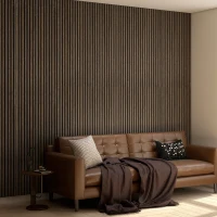 HOMCOM 47" x 24" Wood Panels for Wall, 4 Pack Acoustic Panels, Sound Absorbing Slat Wall for Wall Decor, Home, Walnut(m-2)