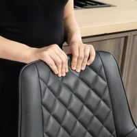 HOMCOM PU Leather Counter Height Bar Chairs Set of 2, 27.75" Bar Stools with Metal Legs for Dining Area, Kitchen Island, Black(m-10)