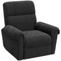 HOMCOM Power Recliner Chair, Fabric Upholstered Recliner Chair with USB Ports, Swivel and Rocking Function, Footrest, Black(m-2)