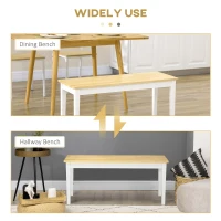 HOMCOM 40" Wood Dining Bench for 2 People, Wooden Bench Seat for Kitchen, Dining Room, Entryway, Natural(m-6)