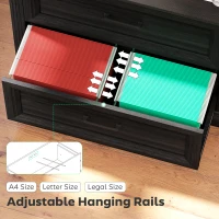 HOMCOM Lateral Filing Cabinet, Farmhouse File Cabinet with 2 Silent Drawers for Letter/A4/Legal Size Files, Black(m-5)