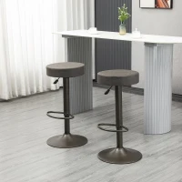 HOMCOM Modern Adjustable Bar Stools Set of 2, Swivel Barstool with Footrest, PU Leather Round Top for Kitchen, Dark Grey(m-8)