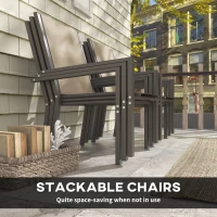 Outsunny 7 Piece Outdoor Dining Set with Rectangular Table and 6 Stackable Chairs, for Backyard, Lawn, Deck, Balcony, Pool Side(m-4)