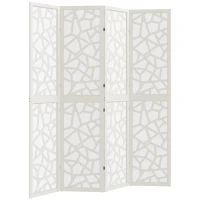 HOMCOM 4 Panel Room Divider, 5.6 FT Lightweight Folding Privacy Screen with Geometric Pattern for Living Room, Bedroom, White(m-2)